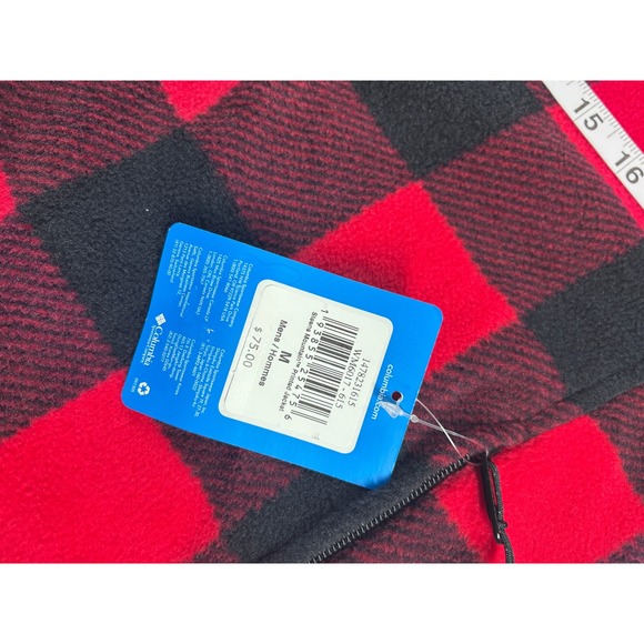 Columbia Red Black Buffalo Plaid Fleece Full Zip Jacket Mens Size Medium NEW - Picture 9 of 11